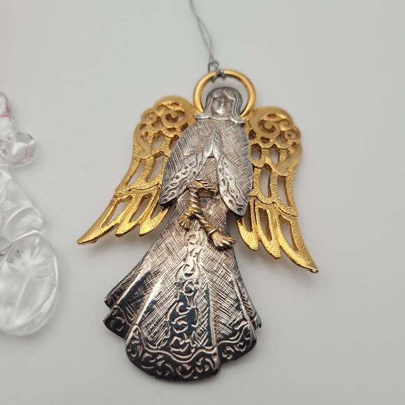 Set of 3 Christmas Ornaments Lunt USA Angels & Gorham Crystal Teddy Bear - Picture 3 of 9